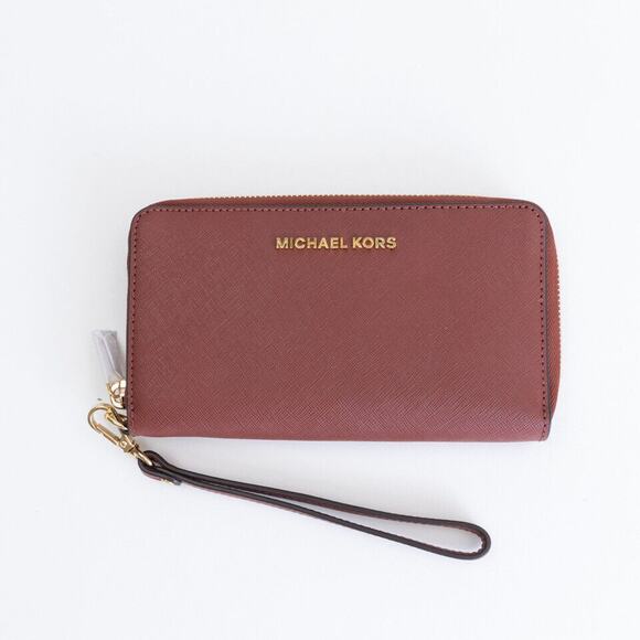 Michael Michael Kors Jet Set Large Flat Phone Case Dark Red (Pre-owned) - Picture 1 of 3